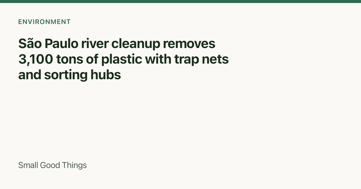 São Paulo river cleanup removes 3,100 tons of plastic with trap nets and sorting hubs — São Paulo, Brazil