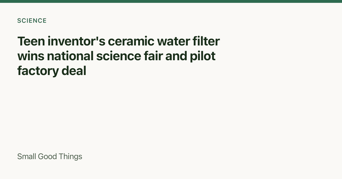Teen inventor's ceramic water filter wins national science fair and pilot factory deal — Detroit, Michigan, USA
