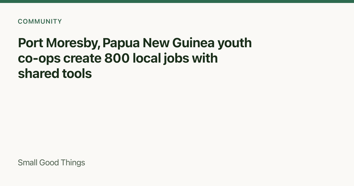Port Moresby, Papua New Guinea youth co-ops create 800 local jobs with shared tools — Port Moresby, Papua New Guinea