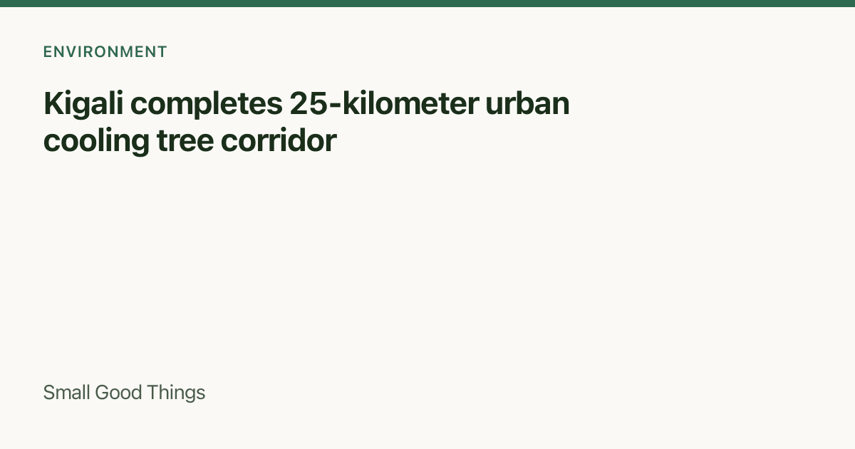 Kigali completes 25-kilometer urban cooling tree corridor — Kigali, Rwanda