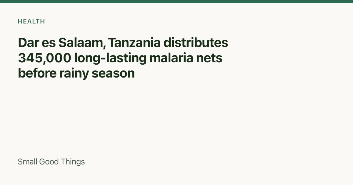 Dar es Salaam, Tanzania distributes 345,000 long-lasting malaria nets before rainy season — Dar es Salaam, Tanzania